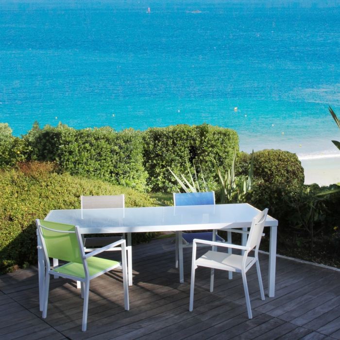 table de jardin plateau verre