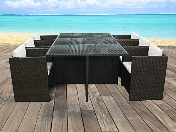 table de jardin plateau verre