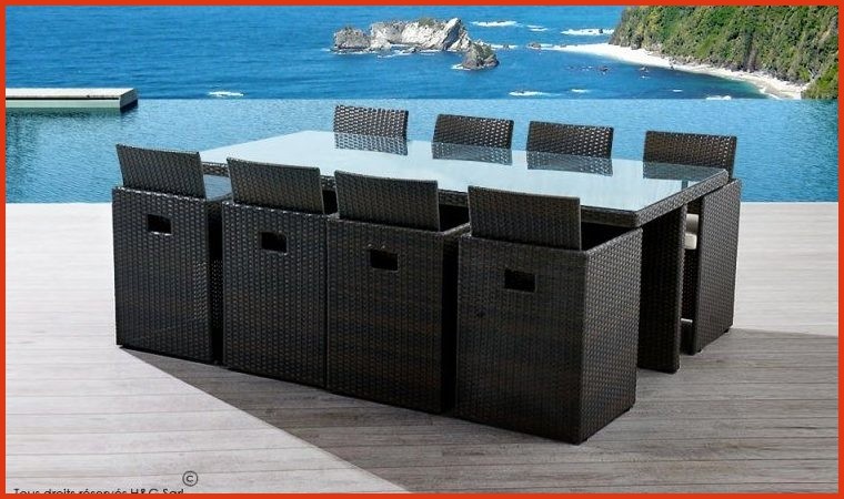 table de jardin resine tressee 8 places