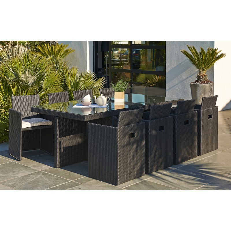 table de jardin resine tressee 8 places