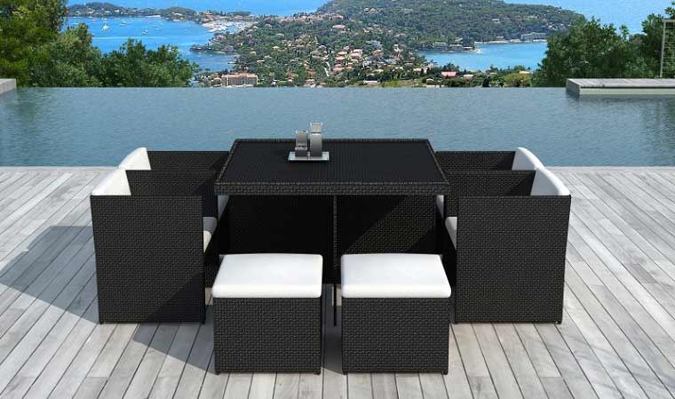 table de jardin resine tressee 8 places