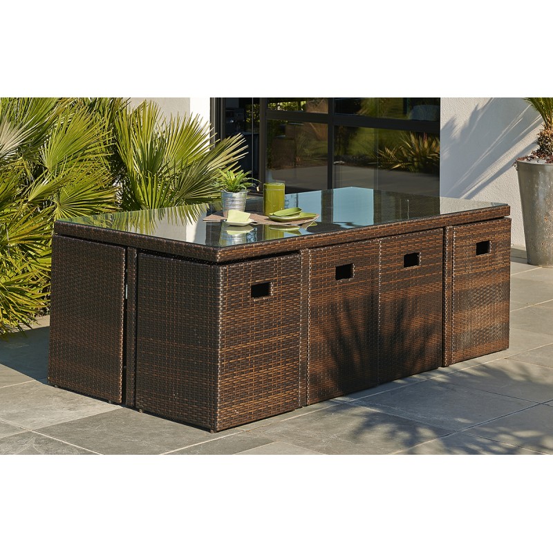 table de jardin resine tressee 8 places