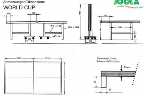 table de ping-pong dimension pliee