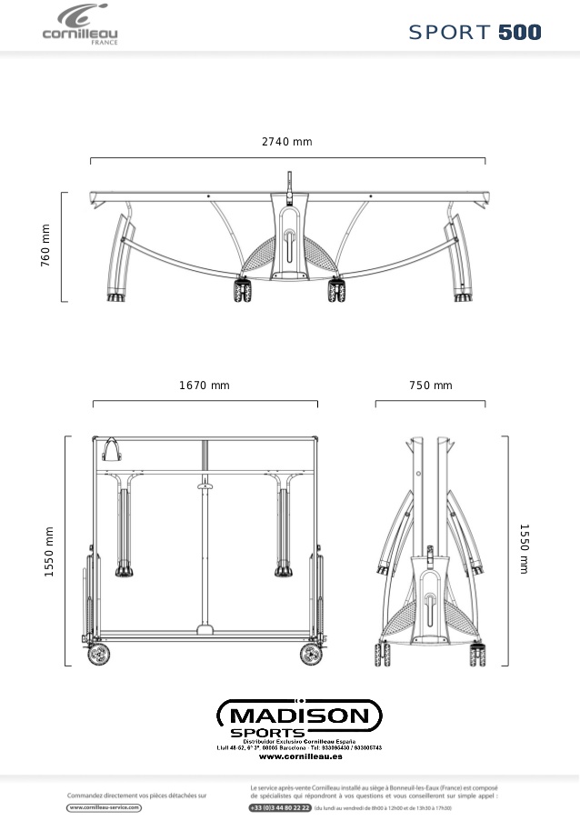 table de ping-pong dimension pliee