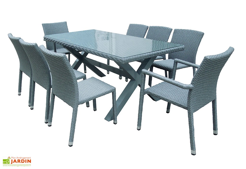 table et chaises de jardin resine tressee - Agencement de jardin aux