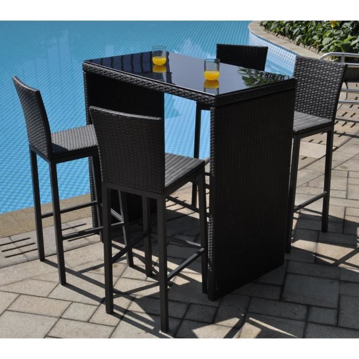 table haute de jardin en resine tressee