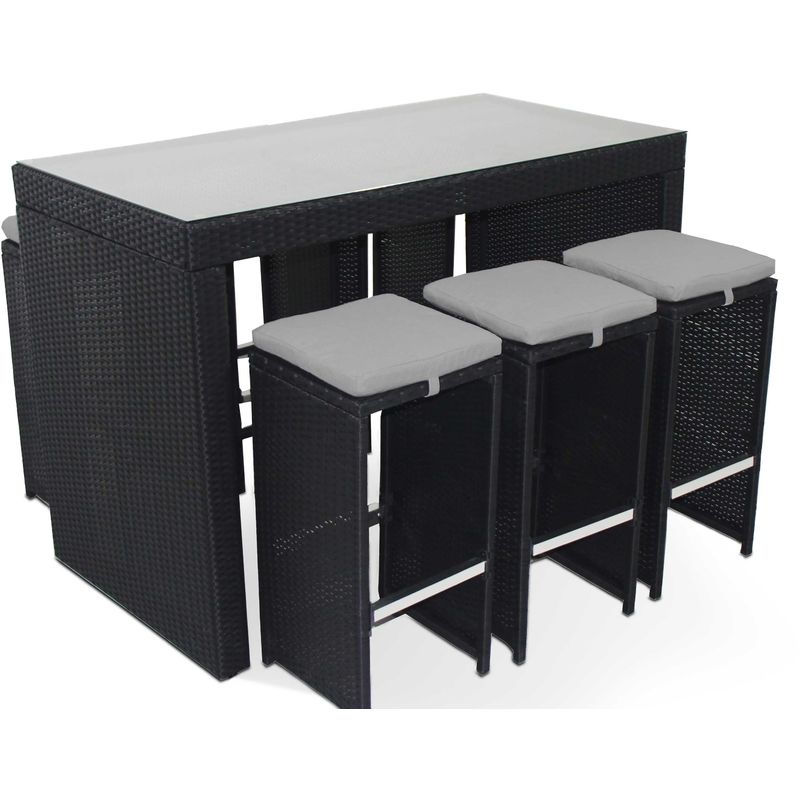 table haute de jardin en resine tressee