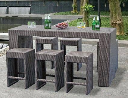 table haute de jardin en resine tressee