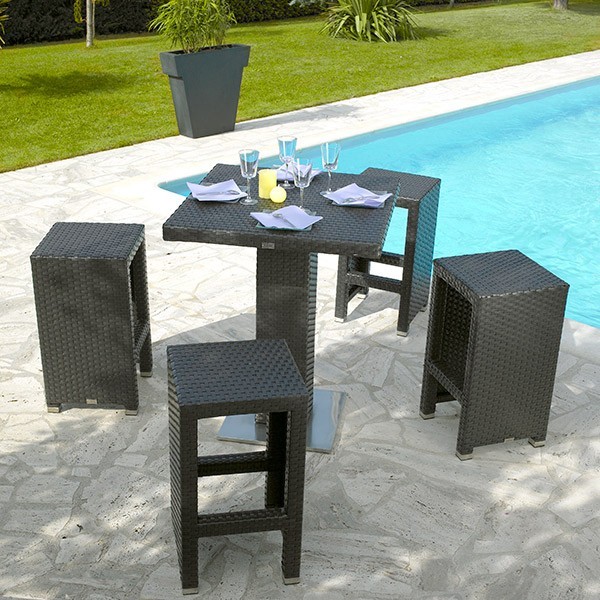 table haute de jardin en resine tressee