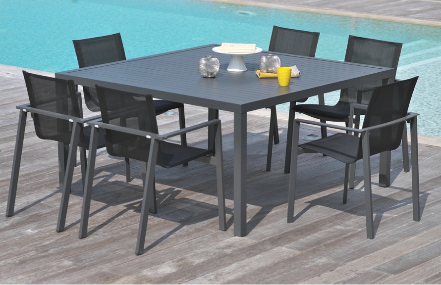 table jardin carree aluminium