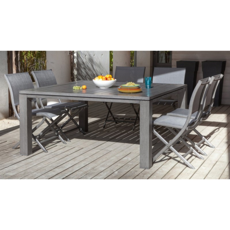 table jardin carree aluminium