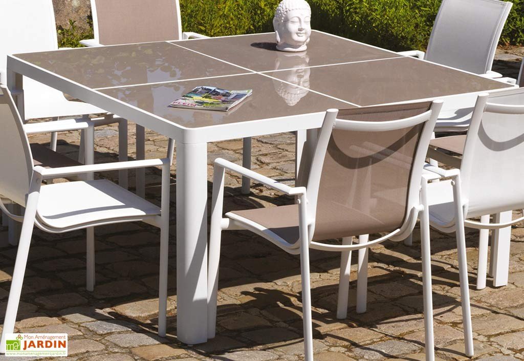 table jardin carree aluminium