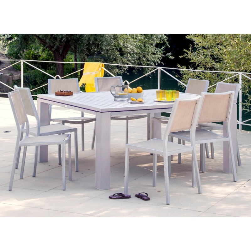 table jardin carree aluminium