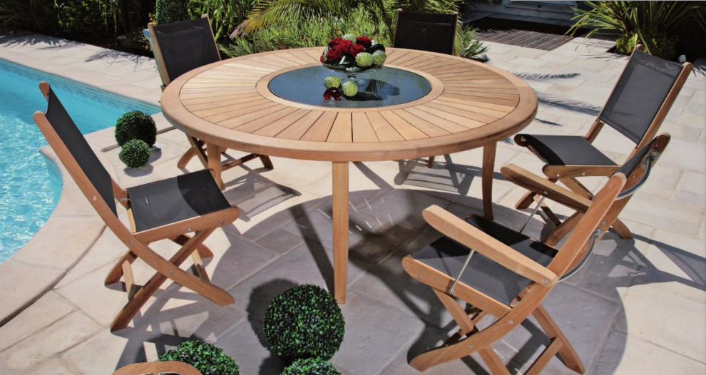 Table ronde en bois 6 pieds tournés D105 + 3 rallonges bois - VICTORIA