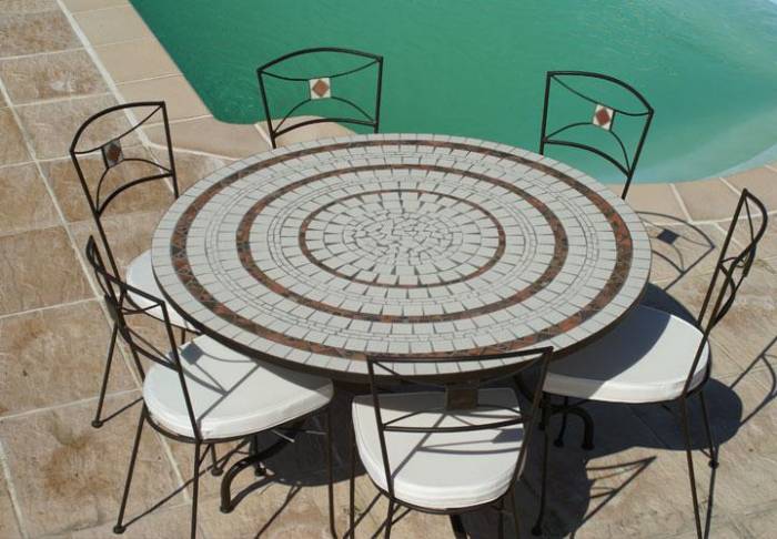 table ronde fer forge blanc