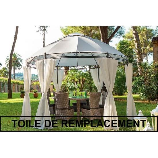 Toile De Remplacement Pour Tonnelle 3x3m - Gris, 310g/m², Imperméable PVC, Avec Attaches