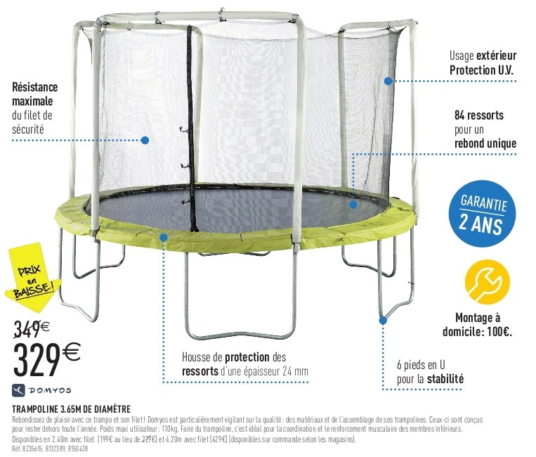trampoline prix decathlon